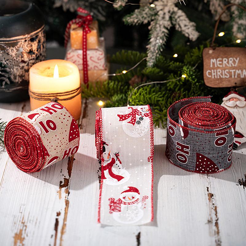Christmas Ribbon Wired Christmas Ribbons Snowman Ribbon For Christmas Tree Gift Wrapping Crafts Wreath Garland Bow Decor