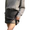 Women's High Waist Gray Wool Blend A-line Skirt - Petite Plus, Autumn/Winter 2026 Collection, Elastic Hip Wrap, Short Length