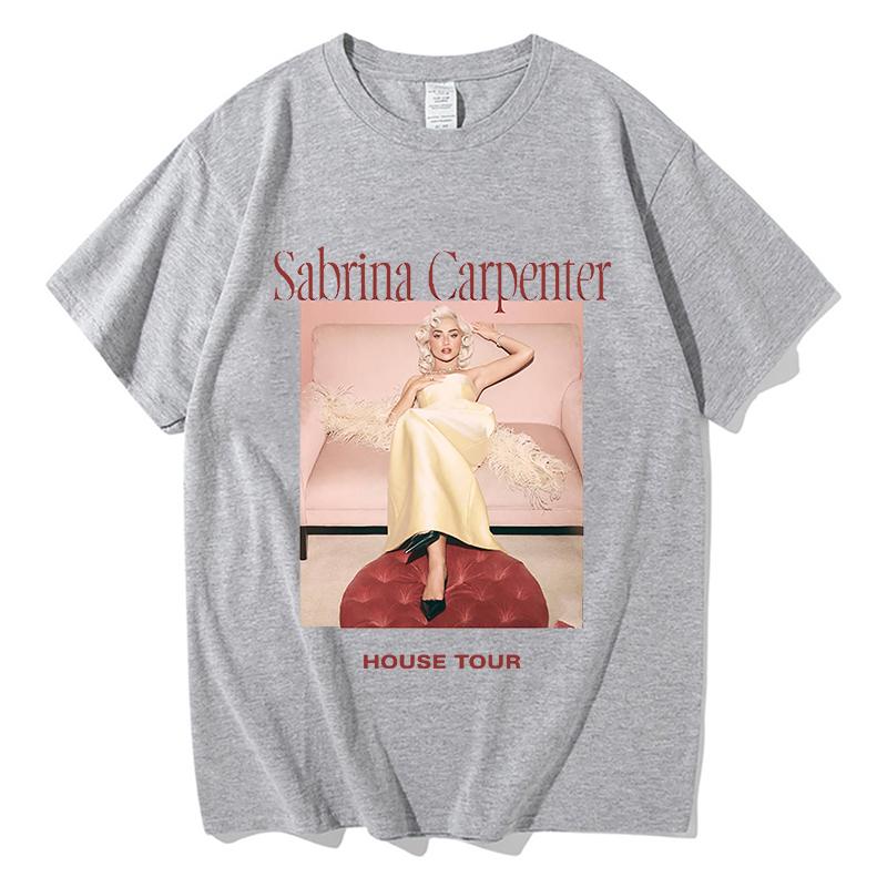 Sabrina Carpenter House Tour Tshirt Graphic Printing Fashion Tees High Quality Cotton Oneck Teeshirt Female Short Sleeve Tops
