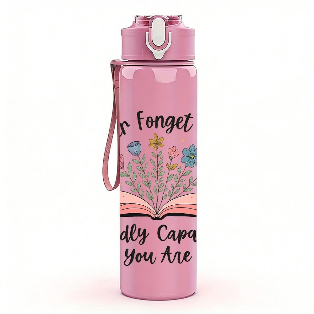 1PC Flower Forget Him Book Art 750ml Color Plastic Sports Water Bottle Leakproof Flip Straw Lid Suitable for Sports Office Home Use