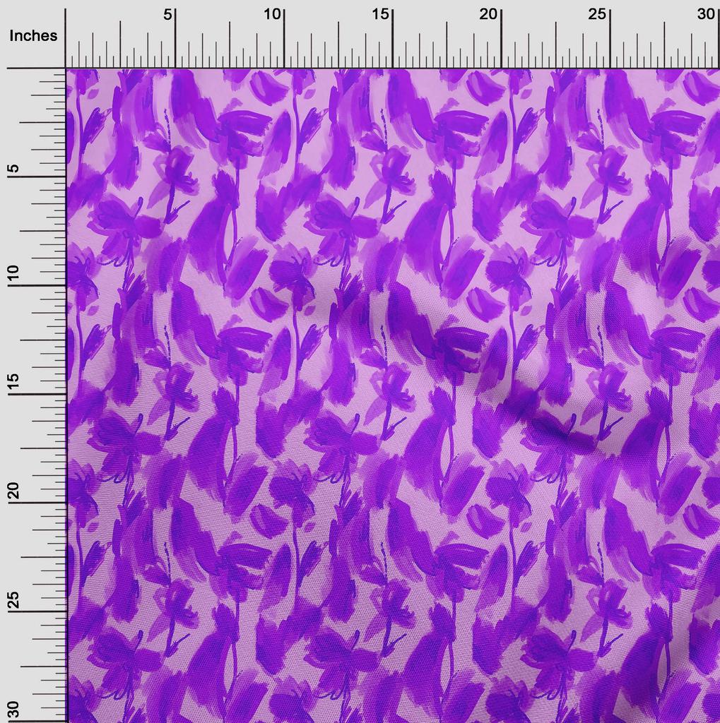 oneOone Cotton Flex Medium Blue Fabric Florals Diy Clothing Quilting Fabric Print Fabric By Yard 40 Inch