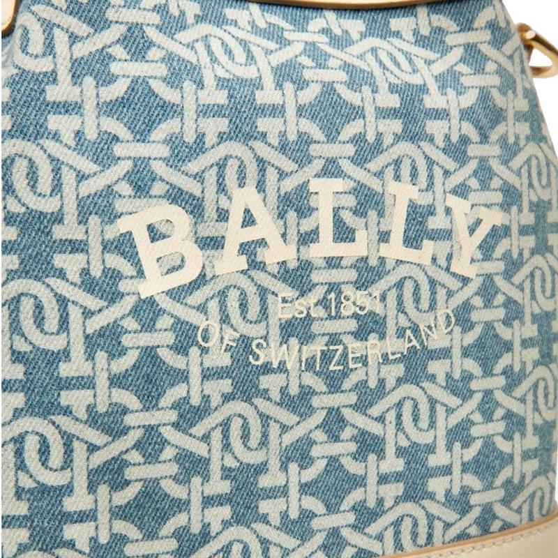 Bally Cleoh Dmn Classic Monogram Print Drawstring Bucket Bag Women Bags Denim-Blue 6300125