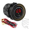 Batterispenningmåler, Vanntett Voltmetermåler 12V, DC Volt Måler 12 Volt, LED Digital Voltmeter, Rund Batterimonitor med Lavspenningsalarm