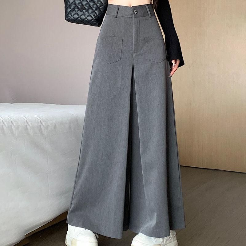 Women Summer High Waist Wide Leg Pants Sophisticated Drape Suit Trousers Thin Loose Slim Casual Pants