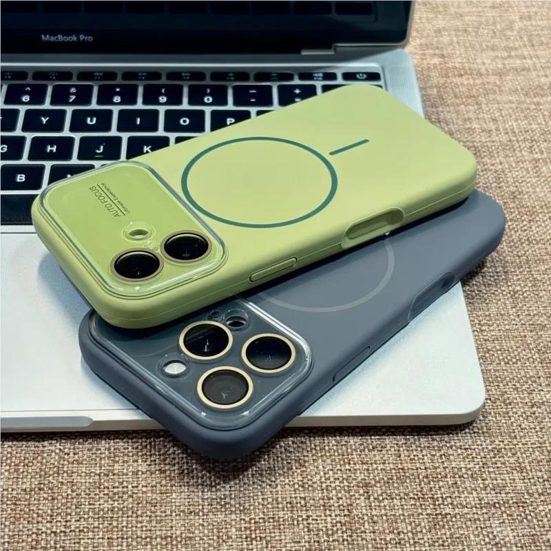 Liquid Silicone For Magsafe Charge Magnetic Case for iPhone 17 Air 16 15 14 Plus 13 12 Pro Max 11 Glass Lens Soft Cover