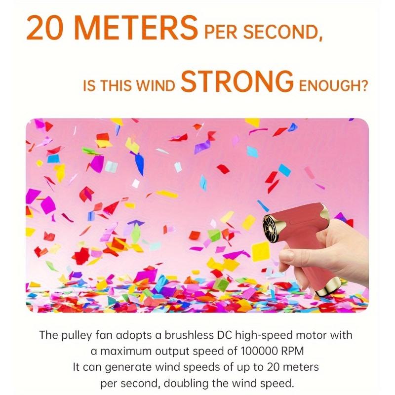 New high-speed turbo brushless motor hair dryer, handheld strong wind dust blower, charging bladeless camping mini fan