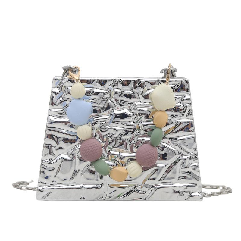 Acrylic bag women's 2025 new European and American fashion ice crack shoulder bag small fragrant wind beaded portable box bag