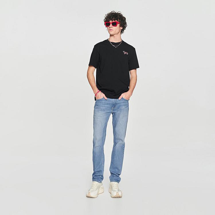 Comfortable Logo Letter Print Round Neck Pullover Short Sleeve T-Shirt Men Tops Black LMT0081194LE00FK11000