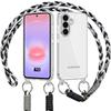 Case for Samsung Galaxy A37 5G, Shockproof Scratch-Resistant Solid Bumper with Black White Lanyard