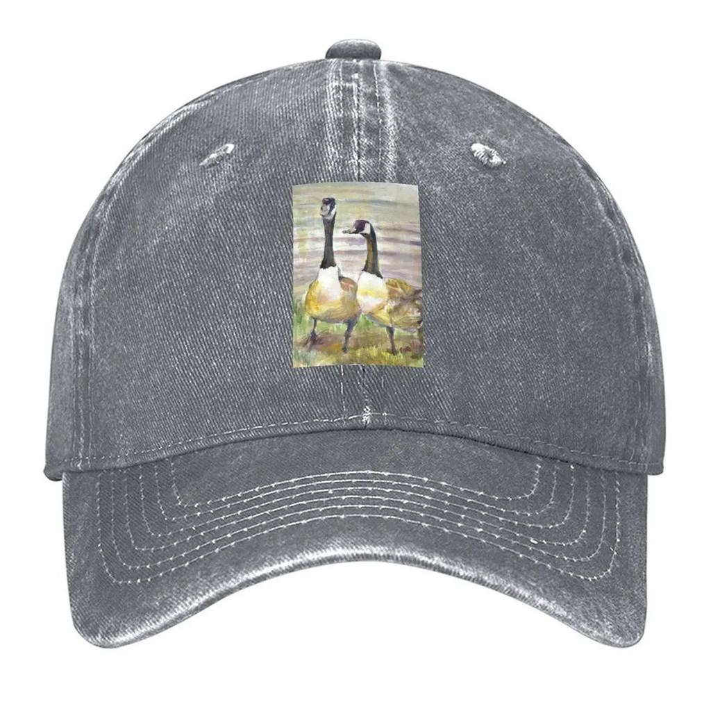 Geese A geese couple enjoying their environs Baseball Cap party Hat black Hat Beach Golf Cap Womens Beach Mens