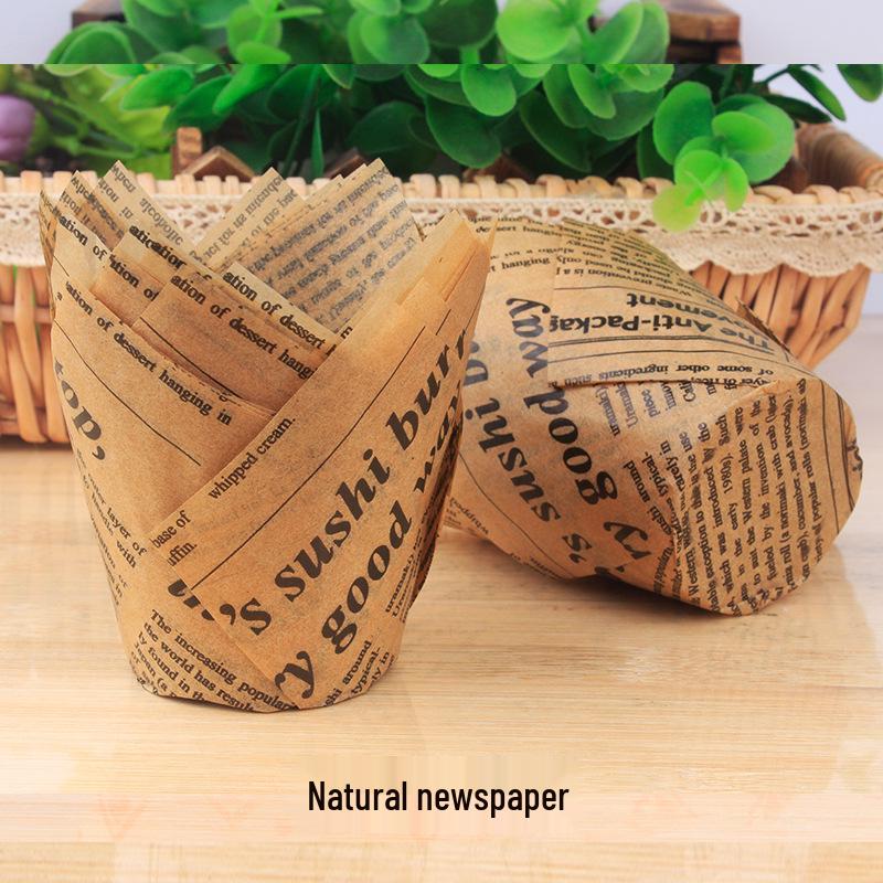 High-Temperature Resistant Solid Color Tulip Baking Cups - Oil-Proof Dessert Liners