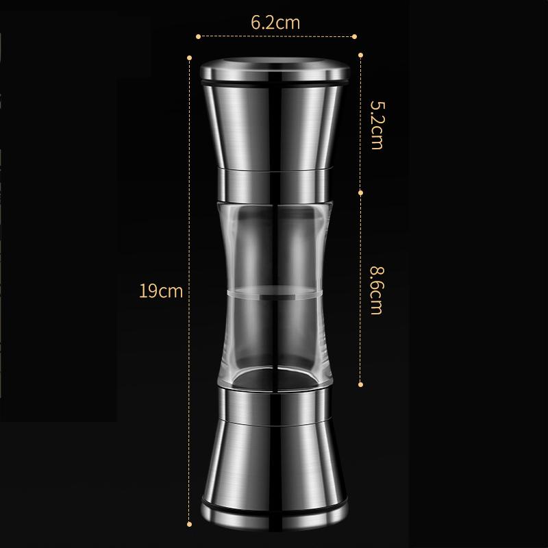 Molinillo de pimienta de acero inoxidable, molinillo de pimienta con aspereza ajustable, empuñaduras manuales, molinillo de sal, pimentero recargable, salero