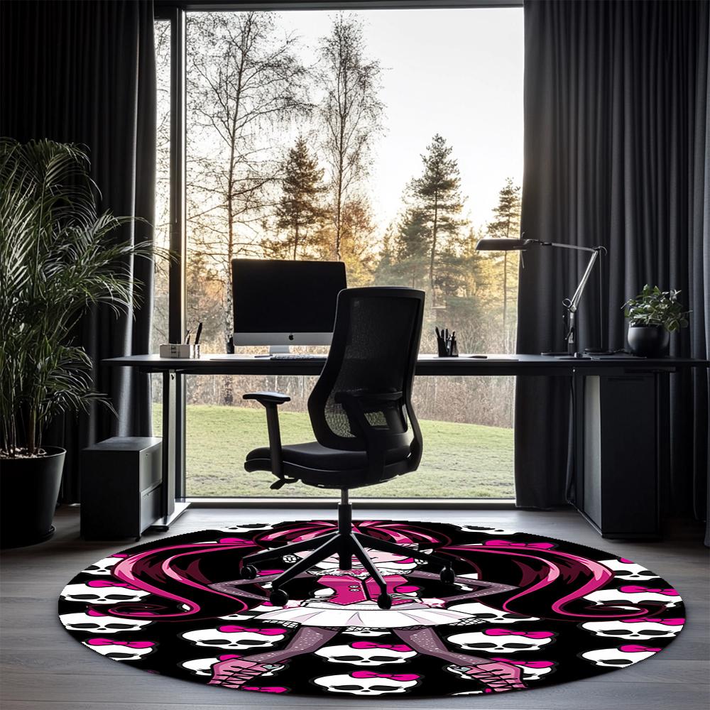 Monster High Printed Round Rug Carpet Chair Rug Area Rug Entryway Doormats,for Office Chair Living Room Bedroom Kitchen Room.