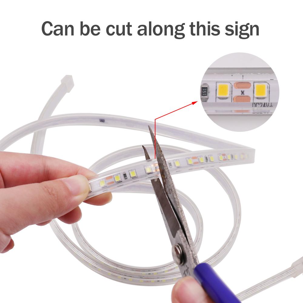 12V LED Lights Strip IP68 Waterproof SMD2835 120Leds/m LED Tape Flexible Ribbon White/Warm White 2PIN Wire LED Lights For Home