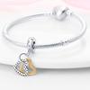Silve Charms Beads Double Love Heart Pendants Charms Dangle For Bracelet Woman Luck Jewelry Gifts