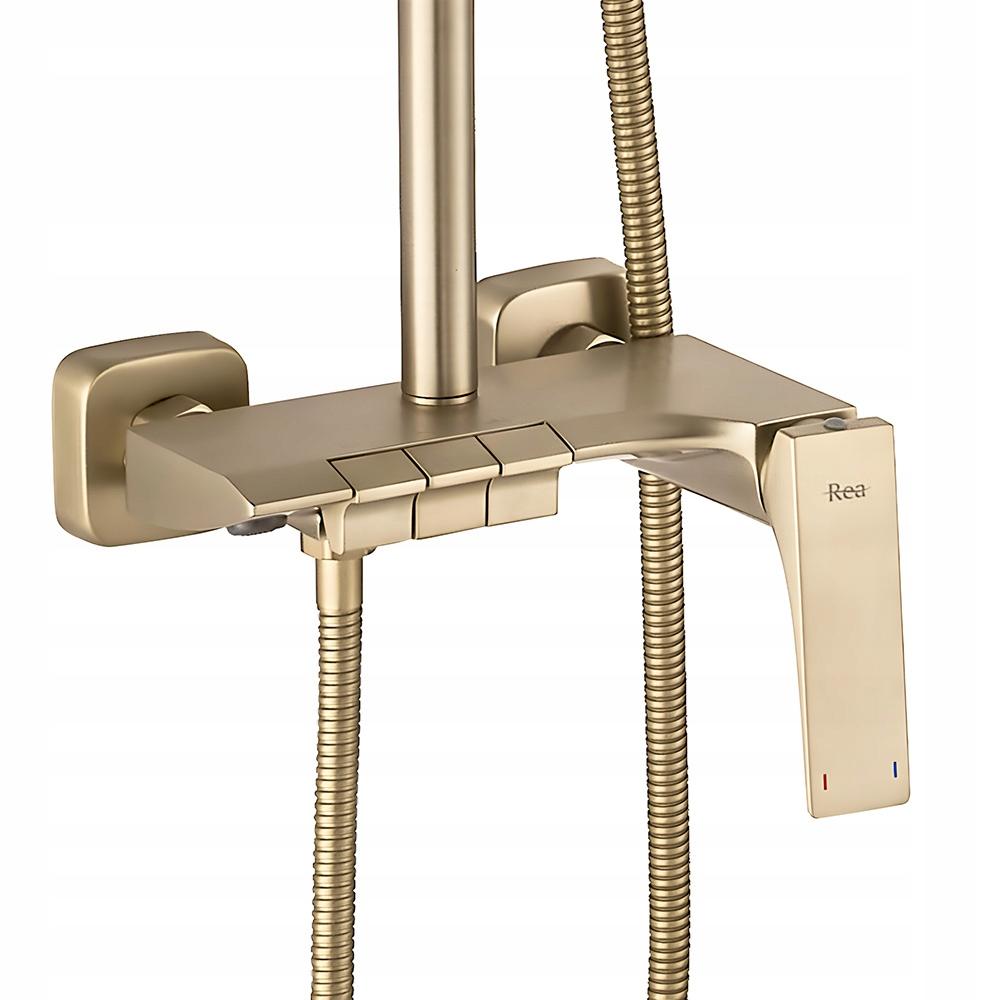 Brushed Gold Modern Shower Set with Joe Brush Rain Shower Head