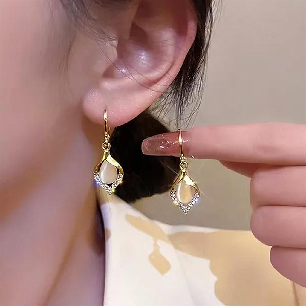 Angel Eyes Design Titanium Steel Earrings with Cat Eye Stone - Trendy Zircon Gifts for Women & Girls (Luxury Design)