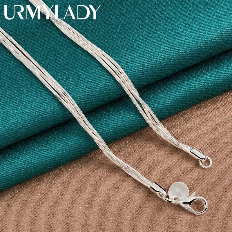 URMYLADY 925 Sterling Silver Butterfly 20 Inch Pendant Necklace For Women Wedding Party Fashion Jewelry