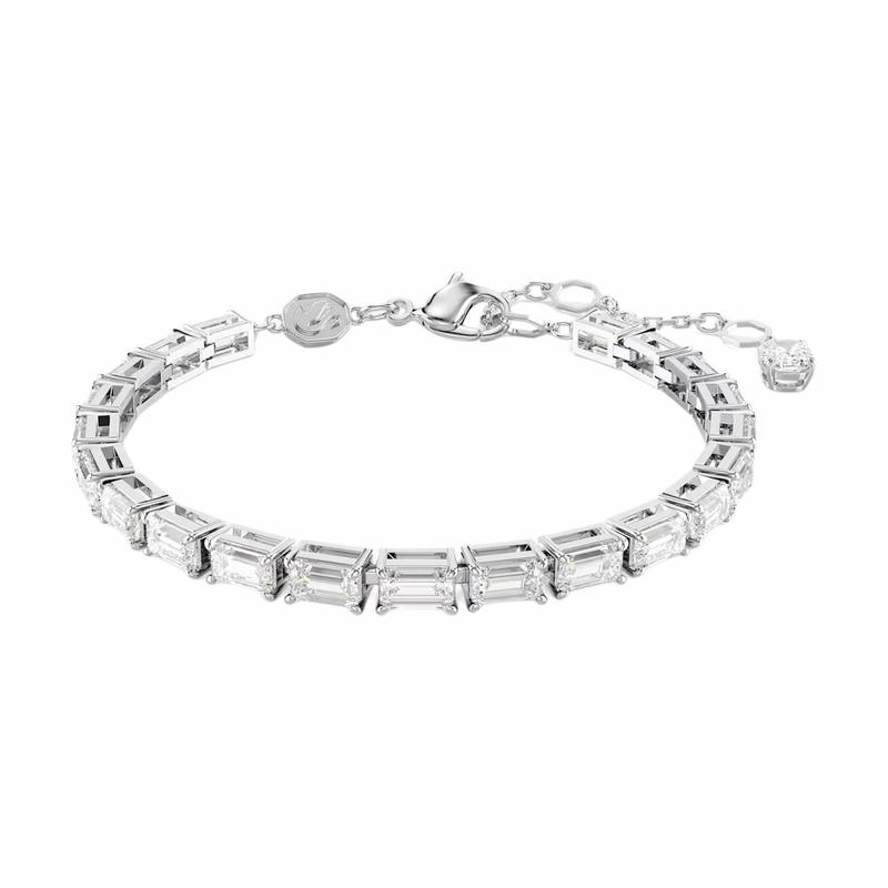 Swarovski Inlaid Design Rhodium-plated Zircon Bracelet Unisex Couple Style White 5707200