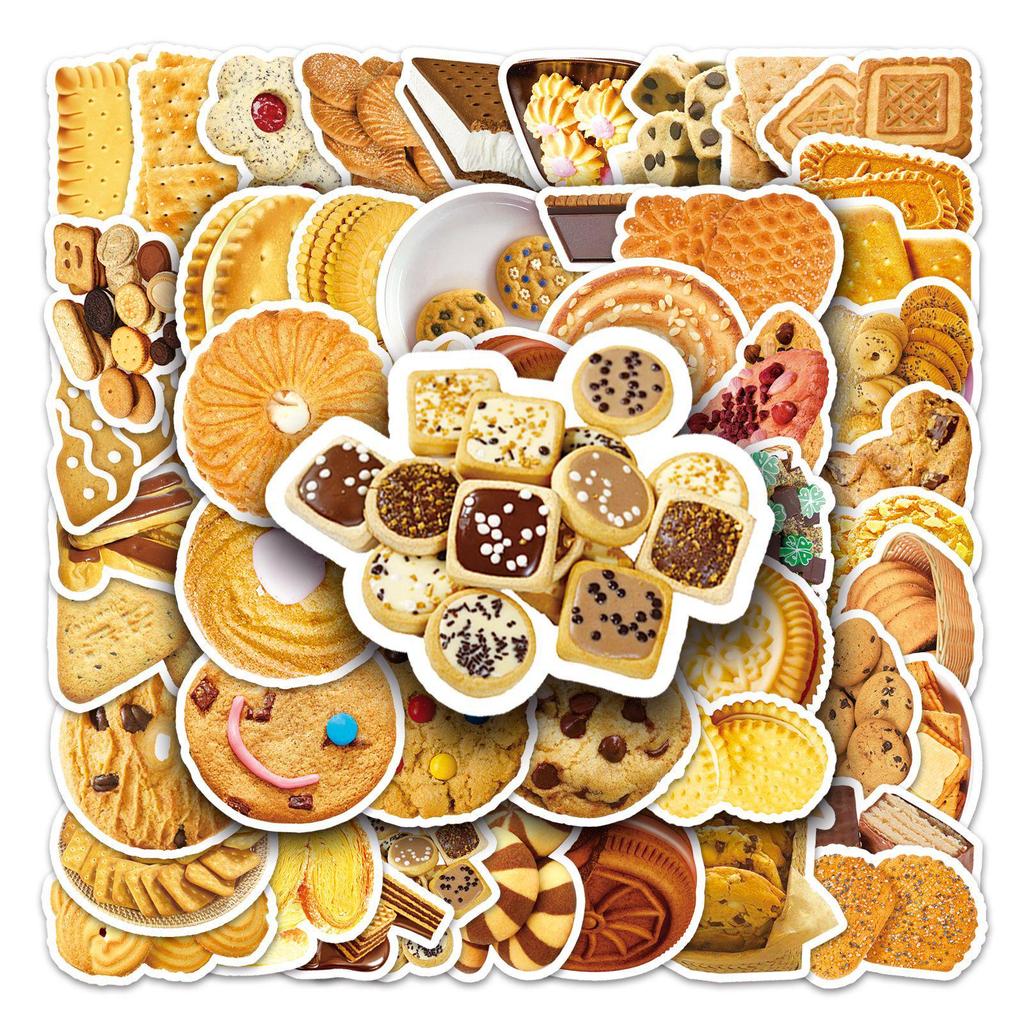 50 Gourmet Biscuits Series Waterproof Journal Stickers - Ideal for DIY Notebooks and Birthday Gifts