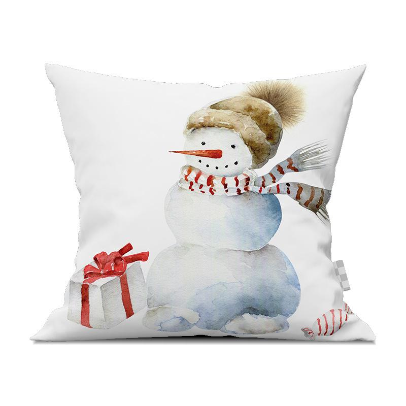 Cute Cartoon Snowman Santa Claus Printed Pattern Cushion Cover for Home Living Room Sofa Bedroom Decoration Pillowcase