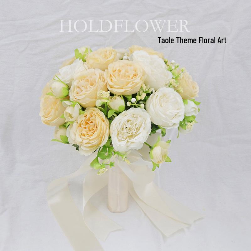 Korean Style Bridal Bouquet for Weddings - Artificial Flower Ball for Bridesmaids & Photo Props