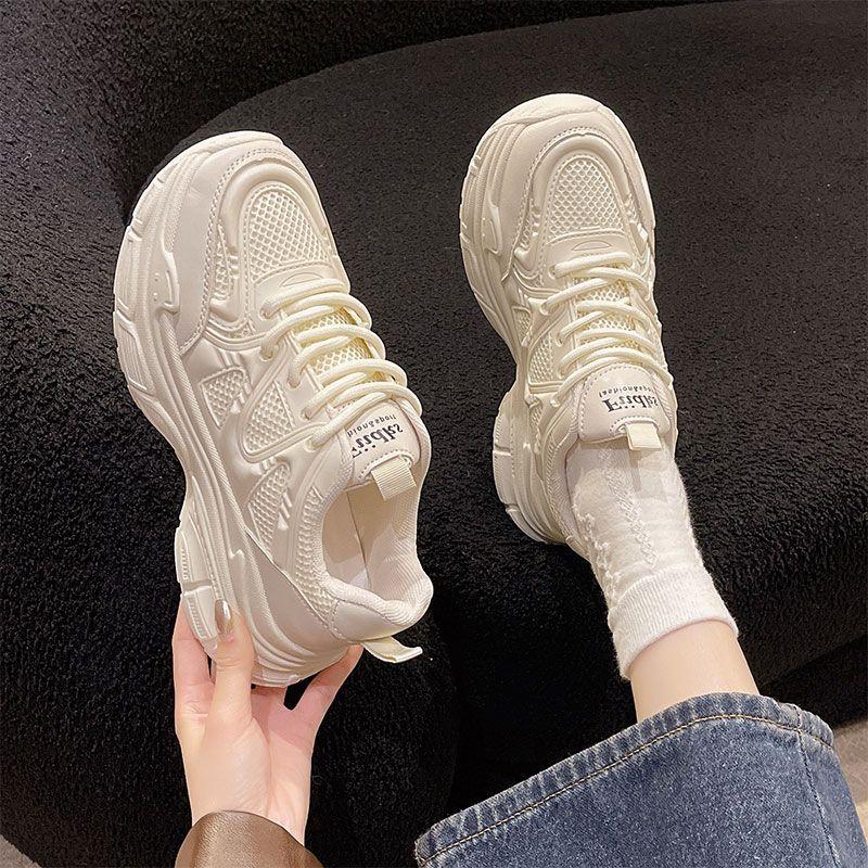 This year, the popular dad shoes girl 2025 new spring and summer mesh women's shoes are popular, and the thick-soled casual little white sports shoe