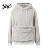 Casual Pet Lover Clothing Winter Pouch Hoodie, Women Fleece Sweatshirt with Large Front Pocket, Cat Long Sleeve Pullover Tops for Carrying Cats