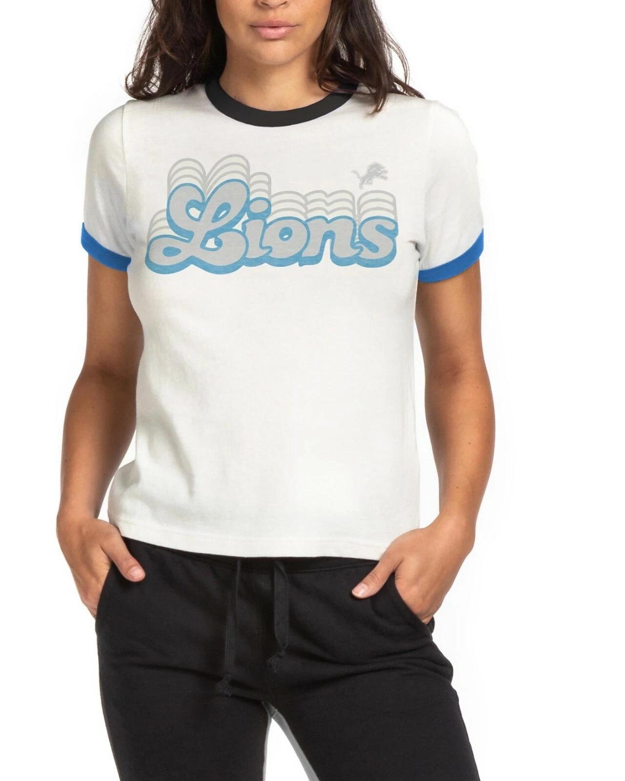 Junk Food Womens NFL Detroit Lions Retro Ringer Tee Shirt New S-2XL 3XL
