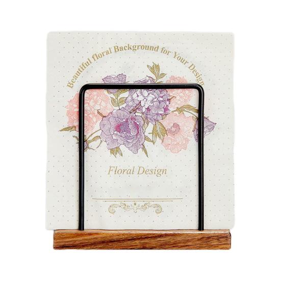 Napkin Holder Kitchen Table Metal Paper Napkin Storage Stand with Wooden Base Sturdy Tissue Holder Practical Dining Accessory