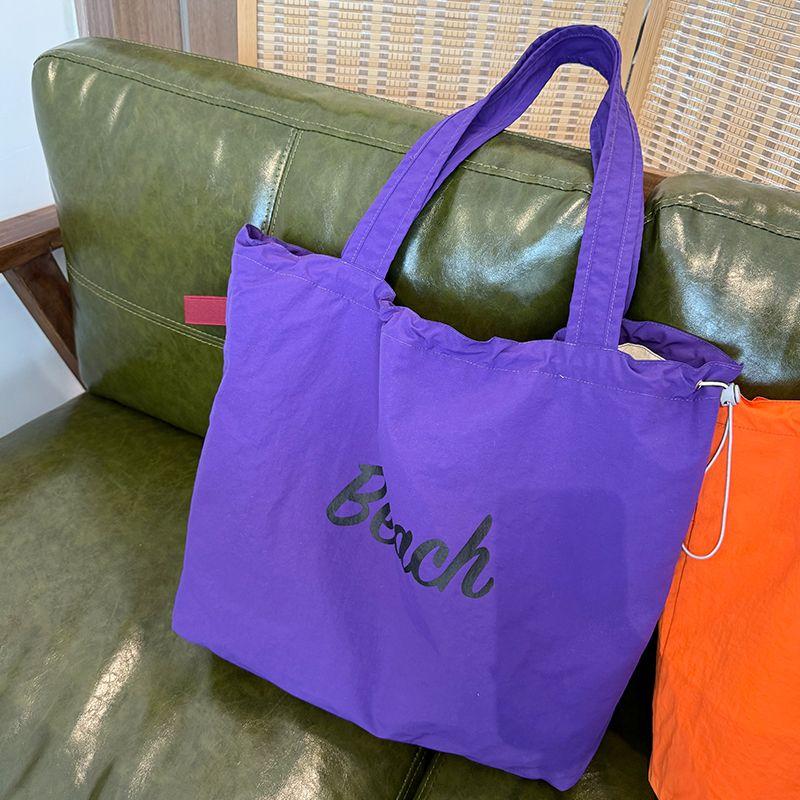 

Original Design Letter Printed Canvas Bag Women s Red Large Capacity Shoulder Bag Casual Easiest for Match Fashion Beach Bag Cloth Bag beach purple (lined)