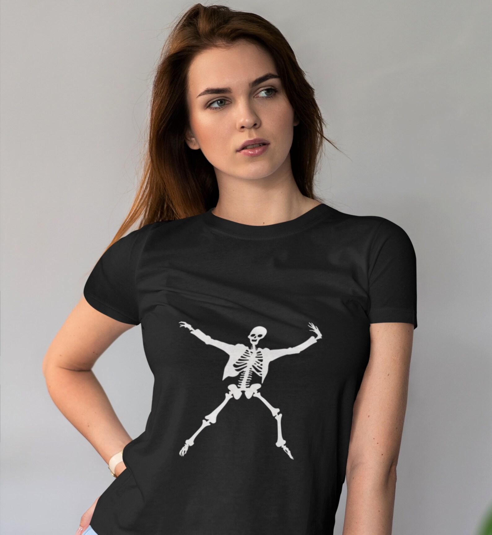 Dancing Skeleton T-Shirt: Retro Halloween Party Tee S