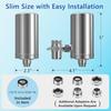 Faucet Water Filter, 1200-Gallons Water Faucet Filtration System, 304 Stainless Steel Tap Water Filter with with Dual 360-degree Swivels, Remove