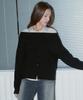 VLETI Two-Way Off-Shoulder Basic Cardigan (Black)