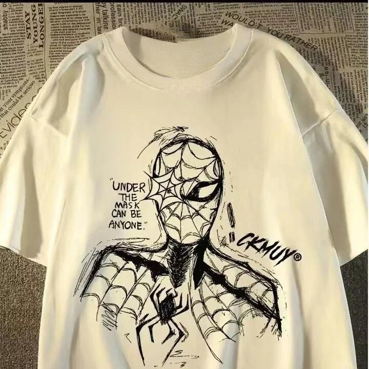 Spider-Man "Under The Mask Can Be Anyone" Sketch Graphic T-Shirt, Oversized Streetwear Tee, Unisex Superhero Casual Top