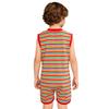 Unisex Special Needs Adaptive Clothing Sleeveless Back Invisible Zipper Press Button Crotch Striped Jumpsuit