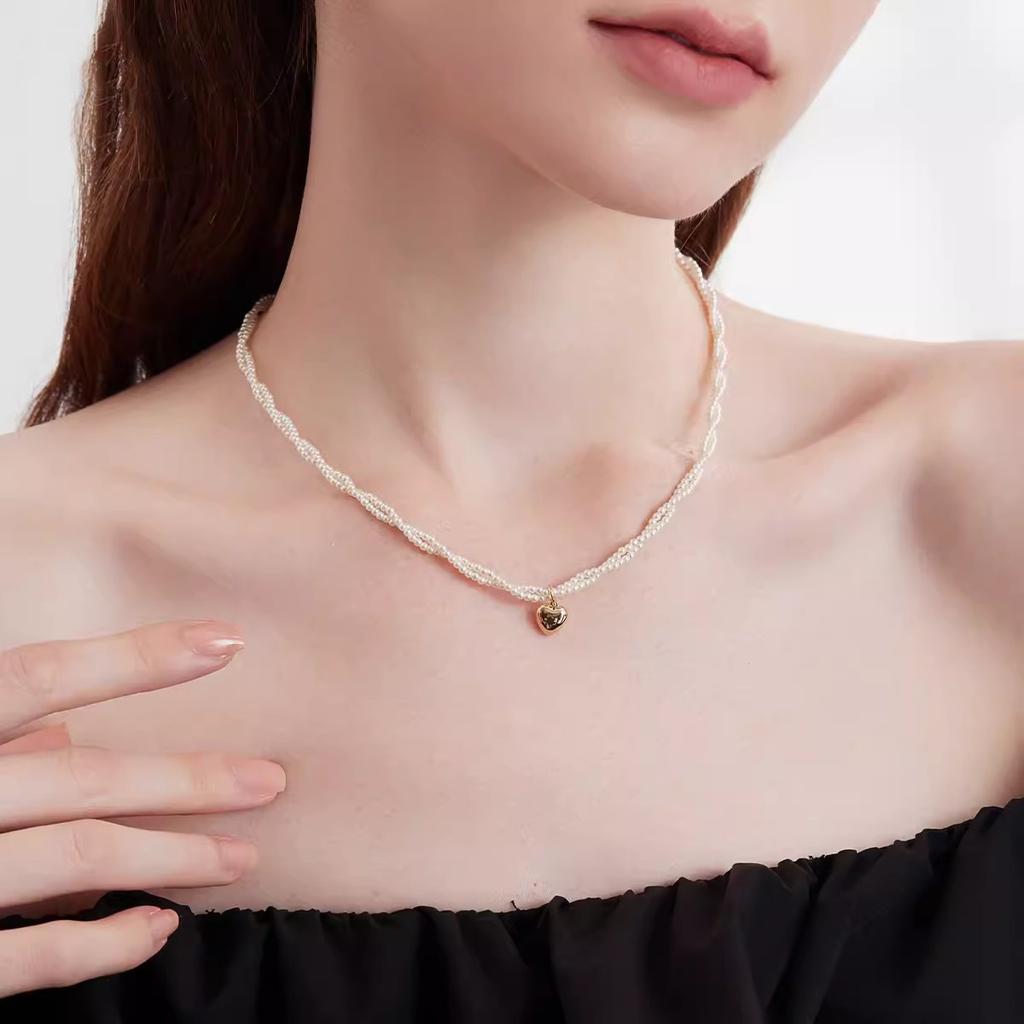 Retro Woven Double-layer Pearl Necklace Light Luxury Niche Design Collarbone Chain Neck Chain 2025 New Trendy