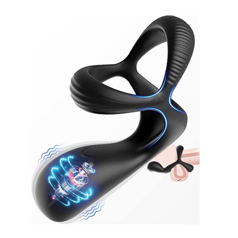 Men's Prostate Massager with Silicone Vibration and Three-Ring Design