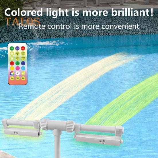 Fontana per piscina con luce LED a 7 colori, fontana per piscina con doppio spruzzo regolabile, cascata, irrigatore e refrigeratore per piscine fuori terra e interrate.