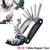 16 in 1 Fahrradwerkzeug, Mehrfachschlüssel, Pumpe, Reifenflicken, Reparaturwerkzeugsatz für Mountainbike, E-Bike, Fahrrad, Sechskant-, Speichenschlüssel, Fahrradschraubendreherwerkzeug