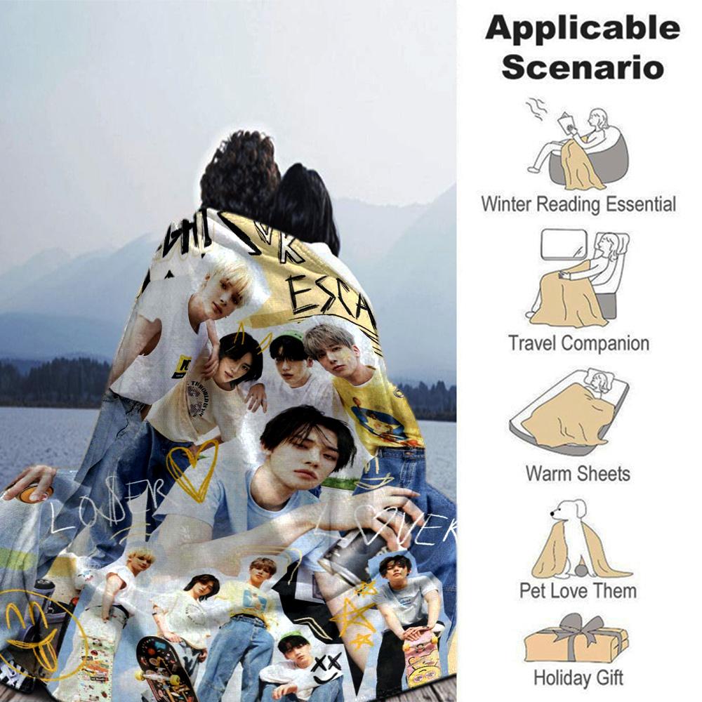 Txt Print Flannel Blanket High Quality Warm Comfortable Cover for All Seasons Perfect for Gifts Home Decor