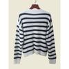 Stripes Contrast Color round Neck Knitting Cardigan Female Soft Glutinous Plaid Sweater Outer Wear Fashion Long Sleeve Top
