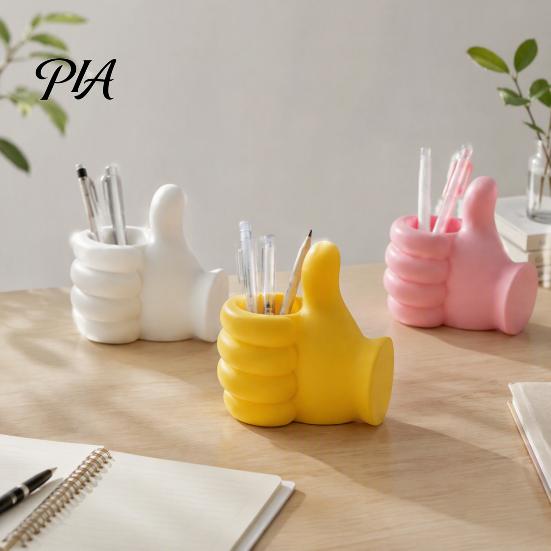 Desk Organizer for Stationery 3D Printed Thumbs?Up Pen Holder, Funny Gesture Shaped Organizer, Creative Thumb-Up Pencil Holder Cup, Cute Desktop