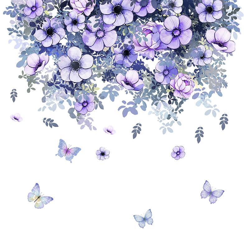 Purple Vine Flowers Wall Sticker Bathroom Toilet Decor Living Room Cabinet Home Decoration Decals Beautify Self Adhesive Mural