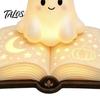 Star Moon Room Decor Magic Book Ghost Night Light, Resin Tabletop Warm Glow Lamp with Whimsical Bedroom Light Relief, Cute Bedside Sleeping