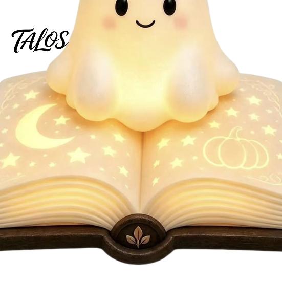 Star Moon Room Decor Magic Book Ghost Night Light, Resin Tabletop Warm Glow Lamp with Whimsical Bedroom Light Relief, Cute Bedside Sleeping