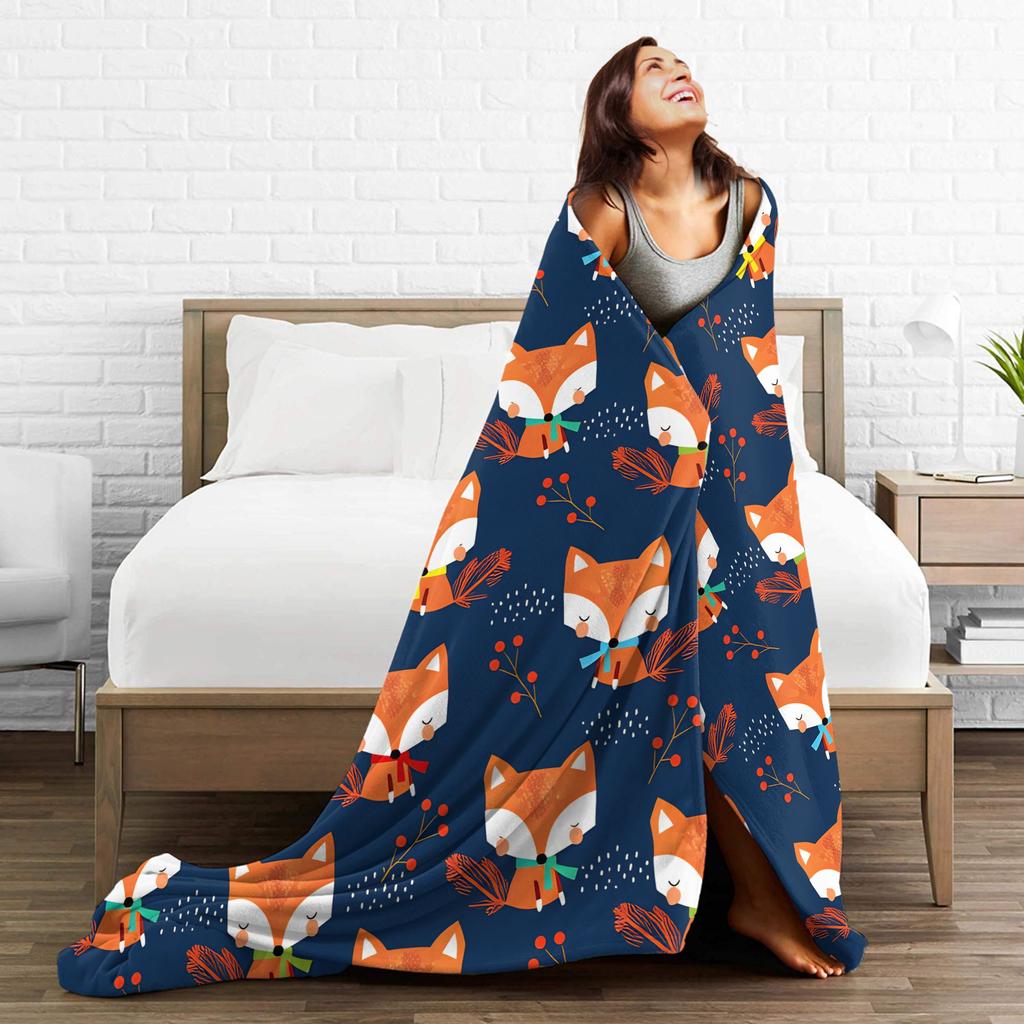 Süße Fuchs Flanelldecke Kinder Erwachsene Warm Weich Bettwäsche Decken Winter Wohnzimmer Tagesdecke Sofa Bettbezug
