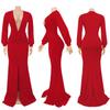 Vestido de Noche Sexy Ajustado de Color Sólido con Cuello en V para Mujer