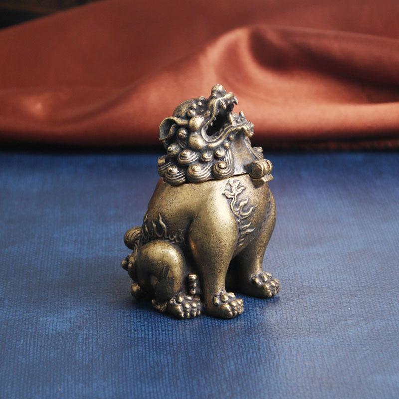 Pure Brass Antique Style Roaring Desktop Ornament Auspicious Beast Sandalwood Incense Burner Decoration Ant
