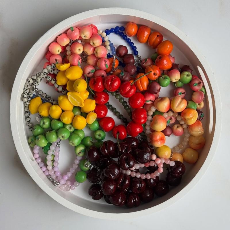 Resin Simulation Fruit Bracelet Beaded Dopamine Beads Bracelet Fruit Summer Jewelry For Women Girls Daily Wear